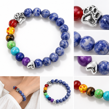 Rainbow Bridge Memorial Bracelet – 7 Chakra Bead Gift for Pet Loss