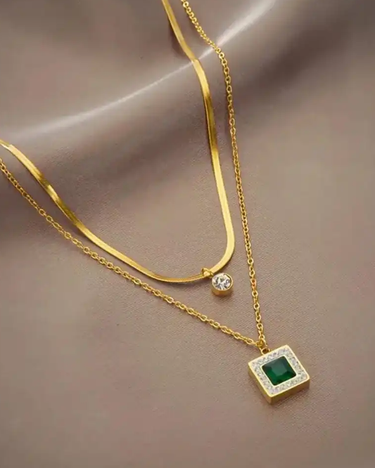 Emerald Layered Double Necklace