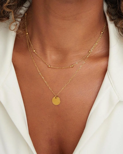 Layered Gold Rounded Pendant Necklace