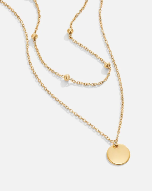 Layered Gold Rounded Pendant Necklace