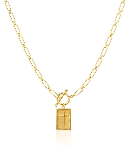 Elegant Unique Cross Pendant Necklace Gold