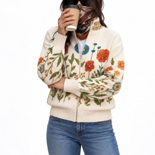 JENNYFER WILDFLOWER MEADOW ZIP CARDIGAN