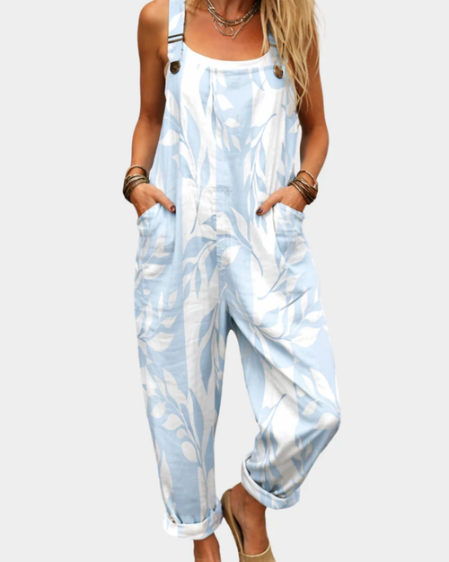 Blue Leaf | Comfortable Printed Overalls
