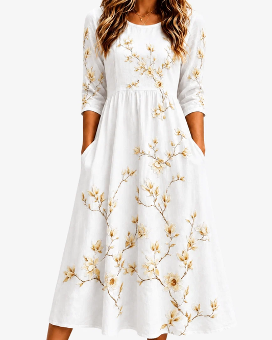The Ivory Blossom | Grace Pocket Midi Dress