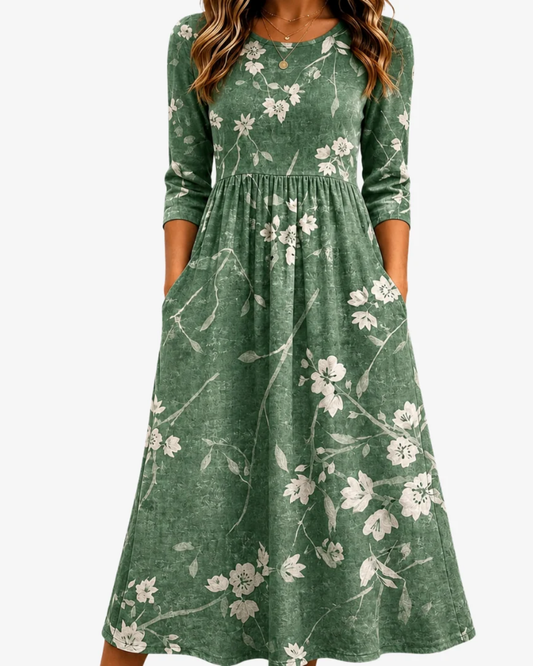 Greenash Bloom | Relaxed Pocket Midi Dress