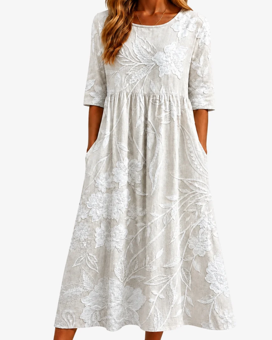 White Garden | Elegant Pocket Midi Dress