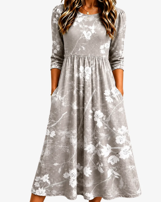 The Silver Blossom | Grace Pocket Midi Dress