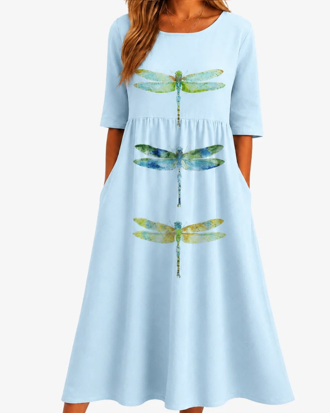 Sky Meadow Dragonfly | Pocket Midi Dress