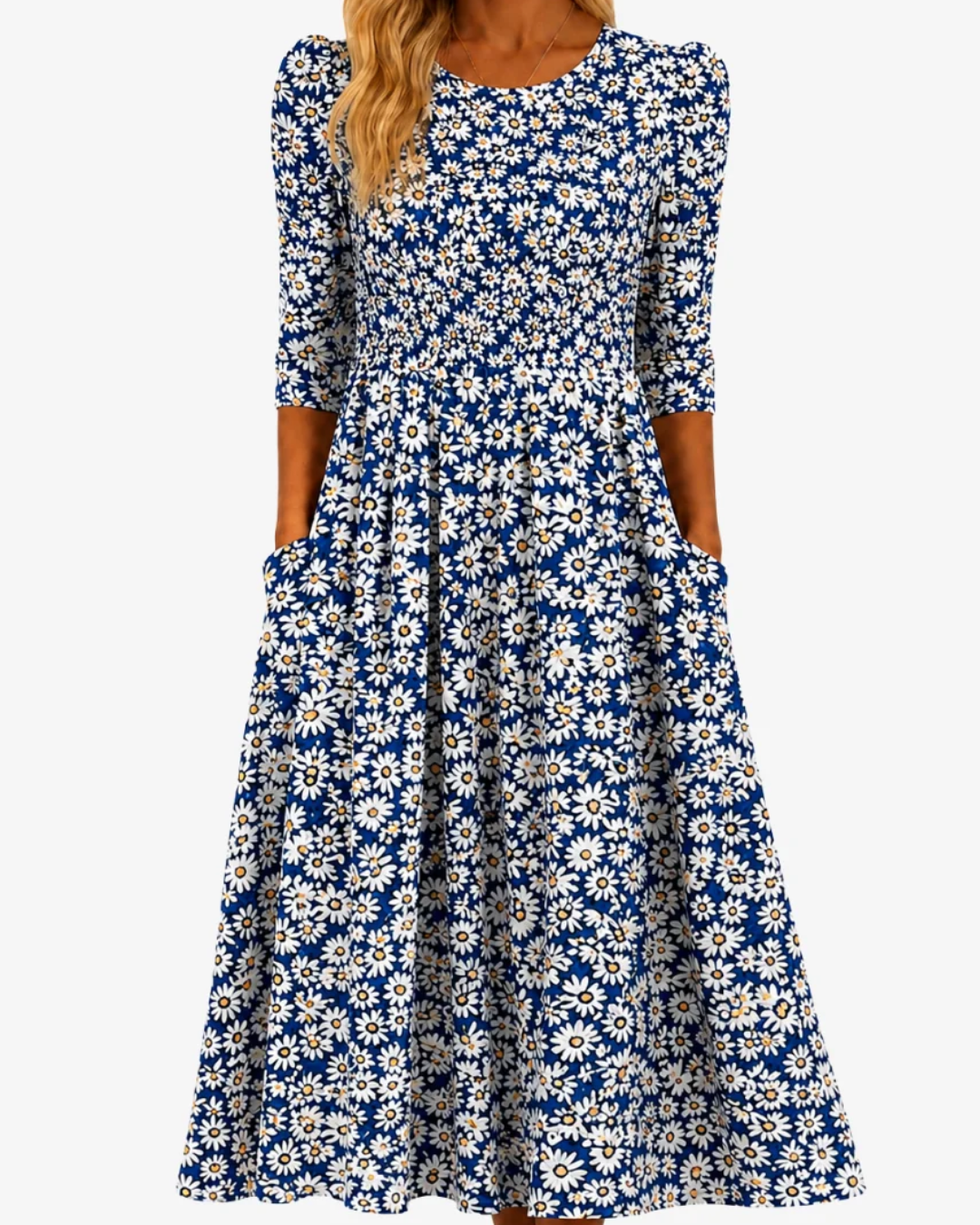 Blue Daisy Garden Pocket | Maxi Dress