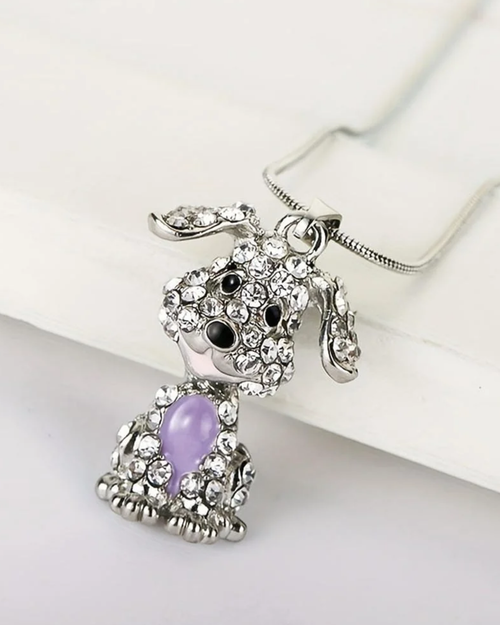 Purple Puppy Pendant Necklace
