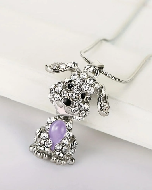 Purple Puppy Pendant Necklace