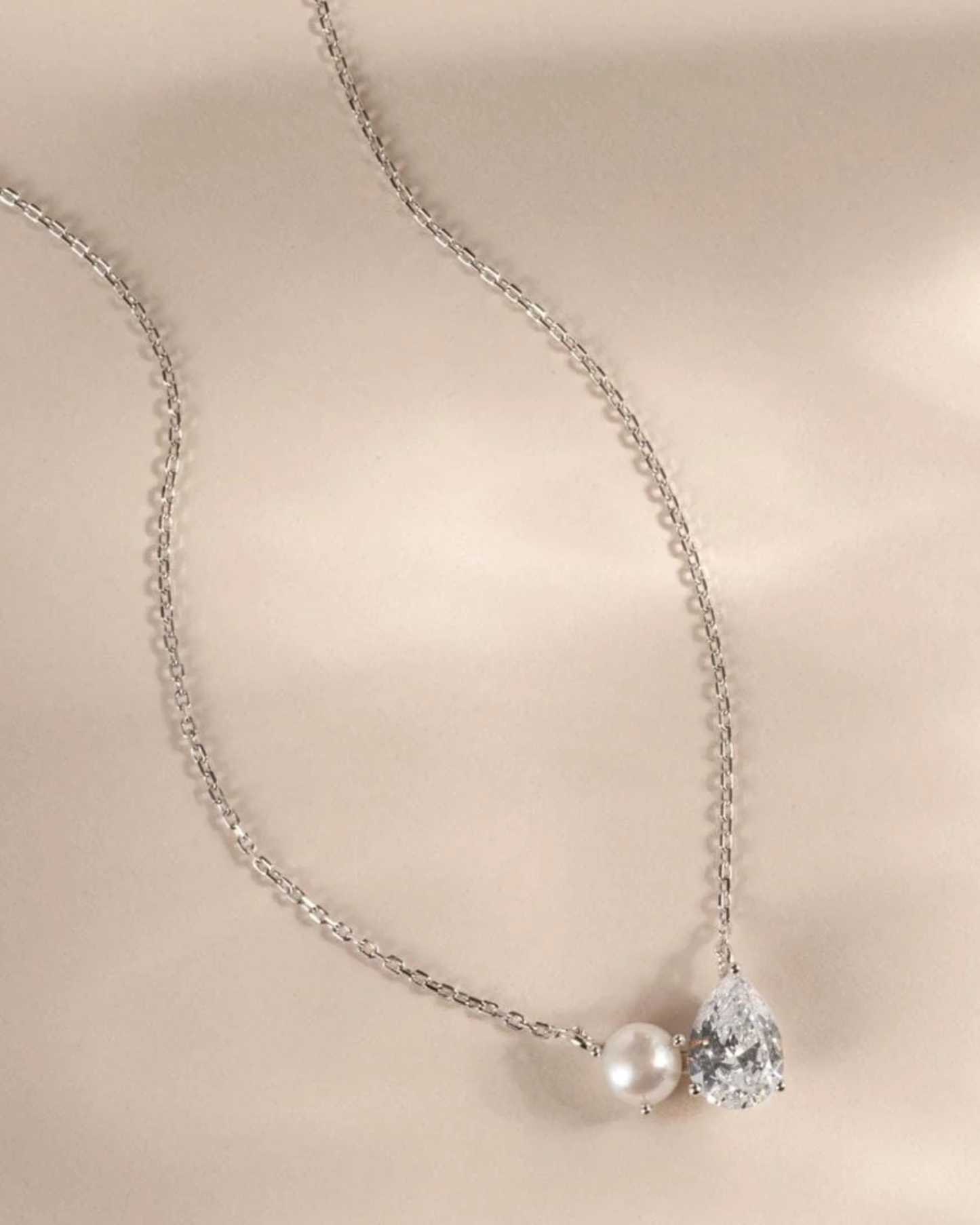 Pearl Teardrop Duo Great Charm Necklace