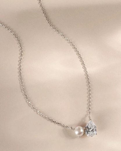 Pearl Teardrop Duo Great Charm Necklace