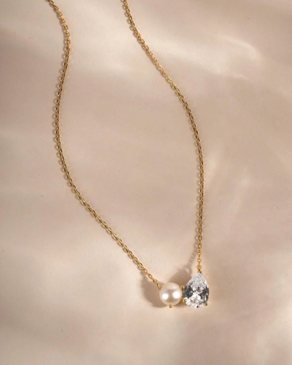 Pearl Teardrop Duo Great Charm Necklace