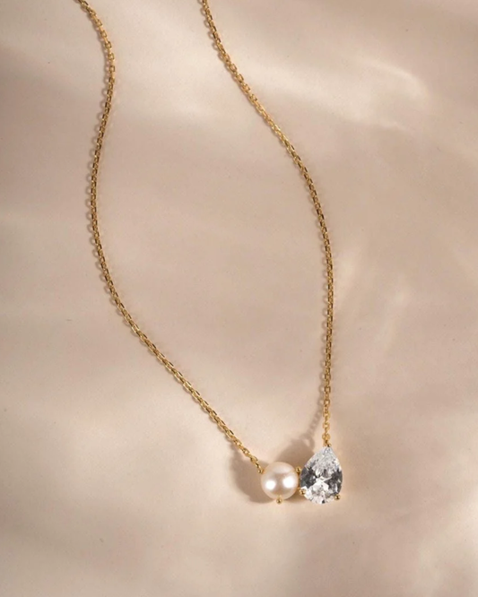 Pearl Teardrop Duo Great Charm Necklace