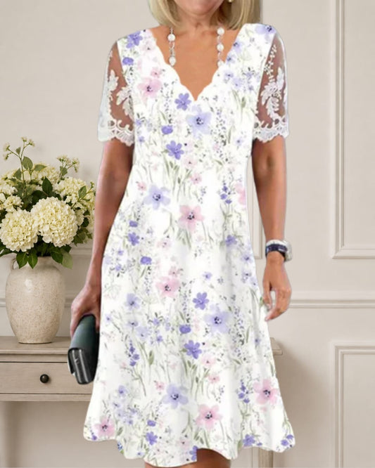 Ameli | Floral Lace Sleeve Dress