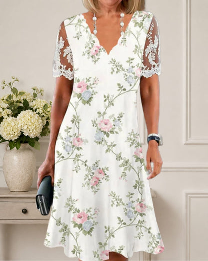 Ameli | Floral Lace Sleeve Dress