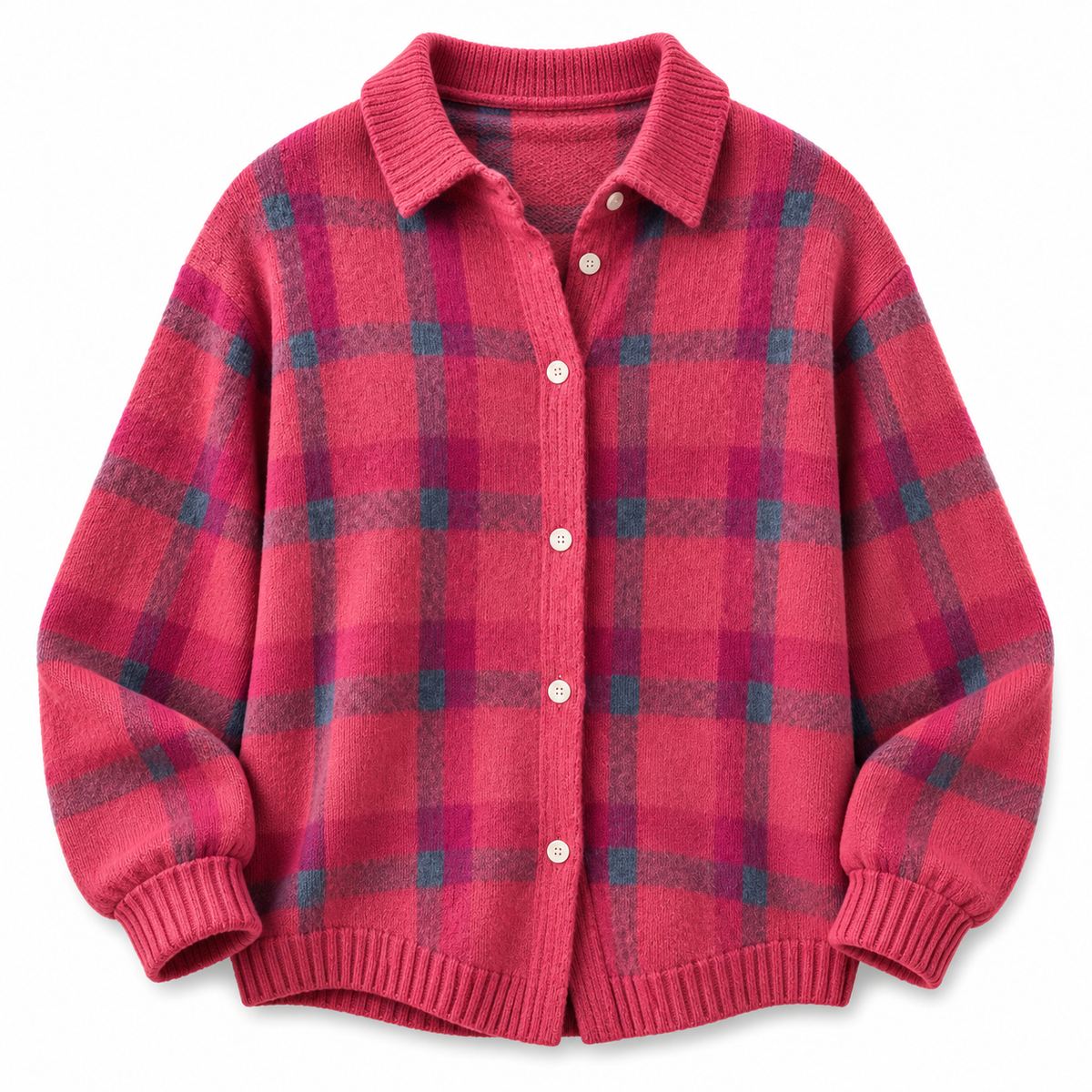 WOROW PLAID COMFY CARDIGAN
