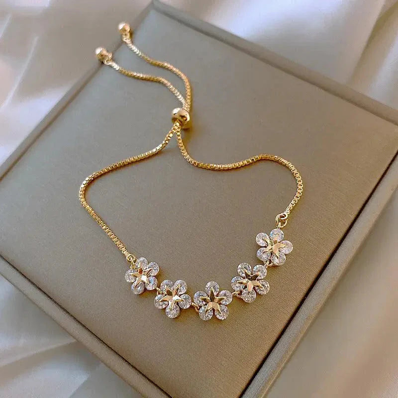 Bracelette Crystal Daisy in Gold