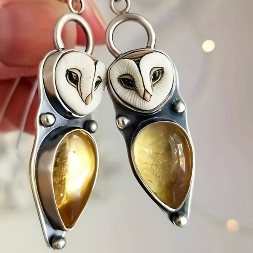 Boho Owl Drop Earrings - Nickel Free for Sensitive Ears