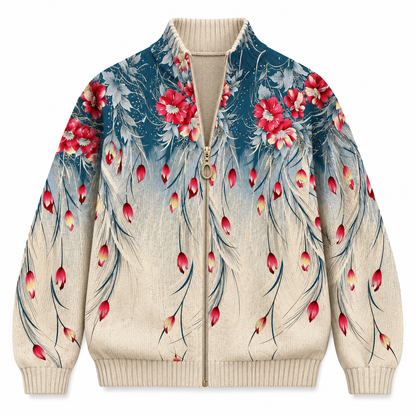 SERAPHONE FLORAL GRADIENT ZIP CARDIGAN