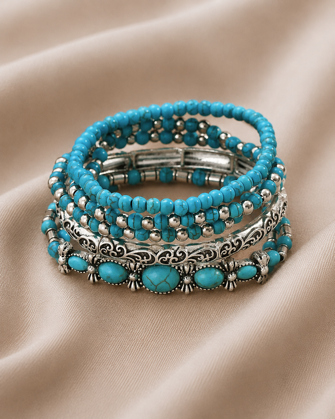 Rapshody Turquoise Beaded Bracelet Set