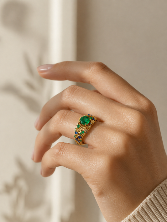 Luxury Emerald & Sapphire Ring