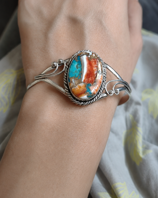 Radiant Gemstone Inlay Bracelet