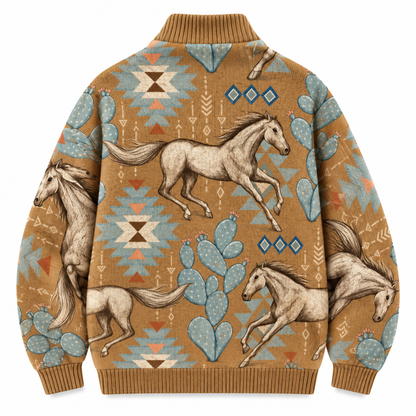 WILONNA DESERT HORSE AND CACTUS ZIP CARDIGAN