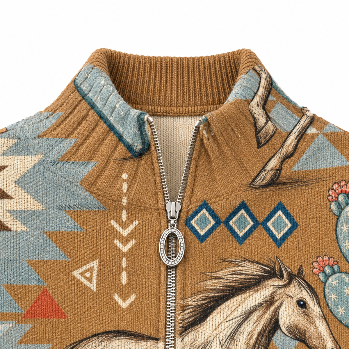 WILONNA DESERT HORSE AND CACTUS ZIP CARDIGAN