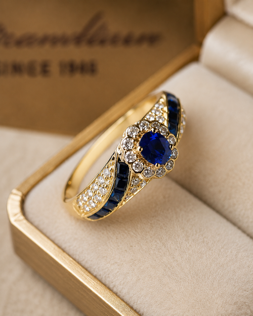 Goldy Sapphire Blue Ring