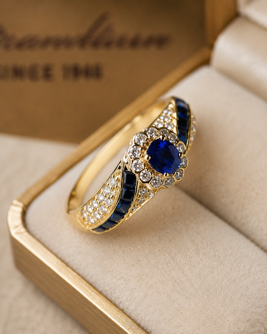 Goldy Sapphire Blue Ring