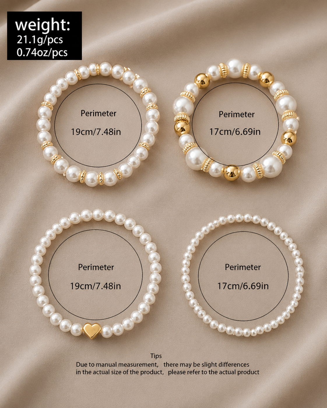 Classy Pearl Stacking Bracelet Set of 4