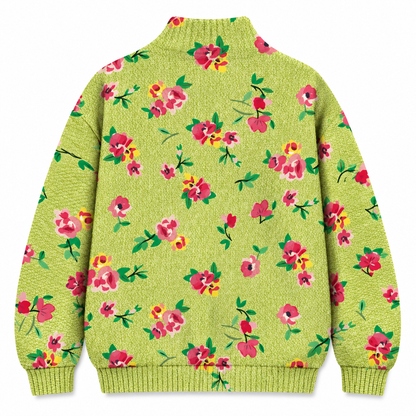 MAGOTTY PINK FLORAL LIME ZIP CARIGAN