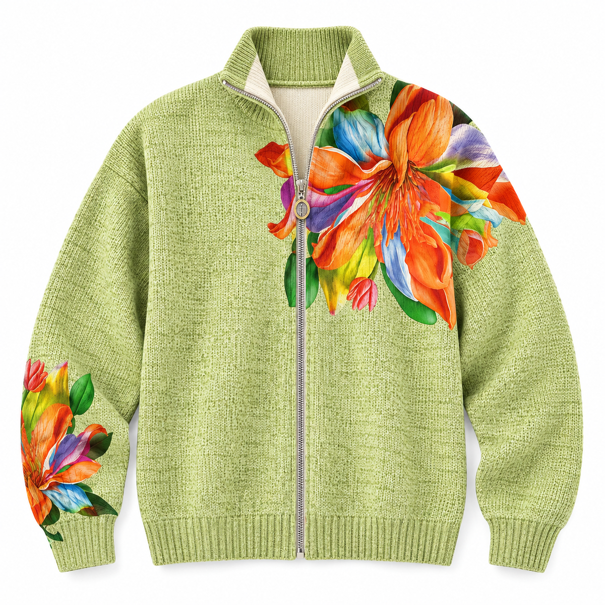 OVALIA TROPICAL LILY ZIP CARDIGAN