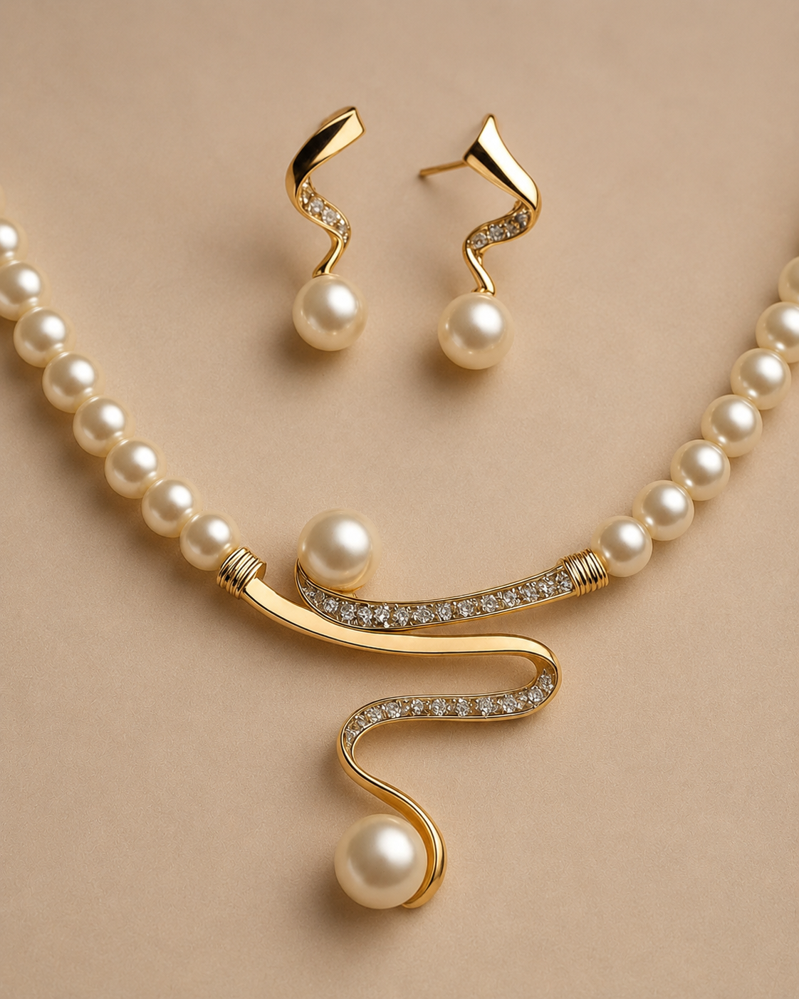 Stunning Wave Pearl Jewelry Set