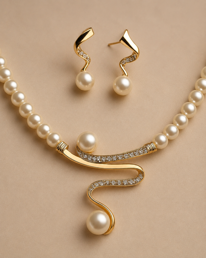 Stunning Wave Pearl Jewelry Set
