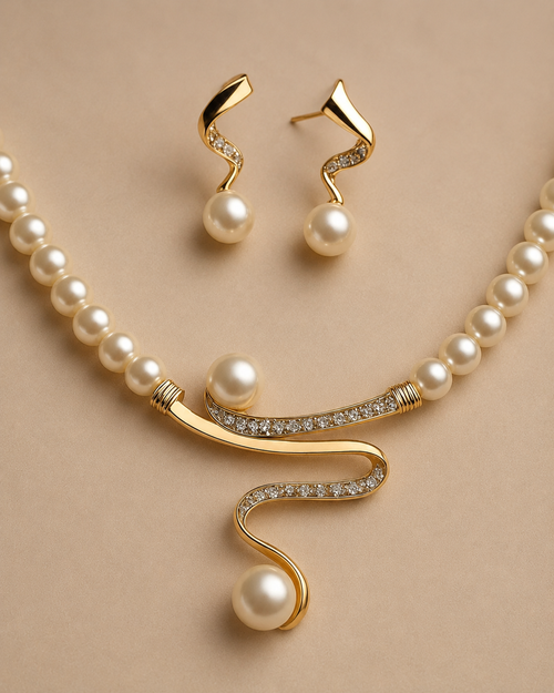 Stunning Wave Pearl Jewelry Set