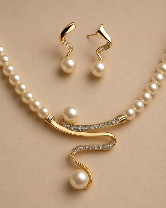 Stunning Wave Pearl Jewelry Set