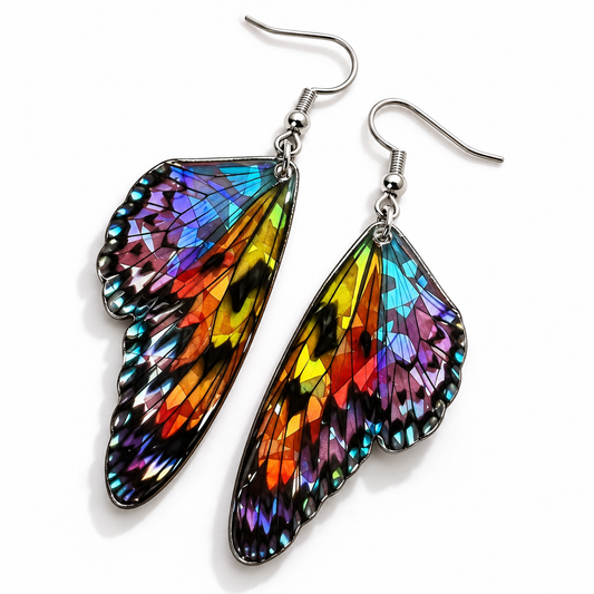 Vintage Butterfly Colorful Wings Earrings