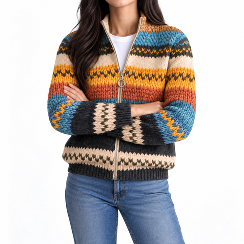 BEATRIQ ZIGZAG STRIPED KNIT CARDIGAN