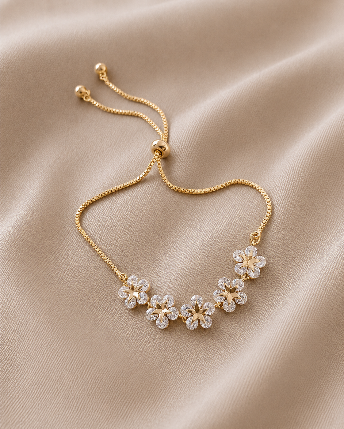 Bracelette Crystal Daisy in Gold