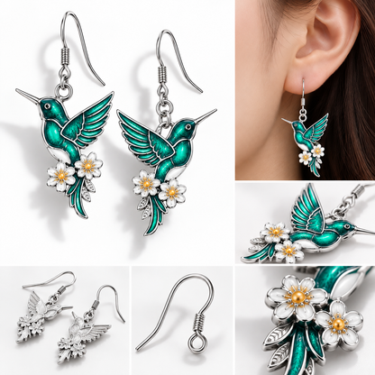 Beautiful Hummingbird Necklace with Bonus Earrings