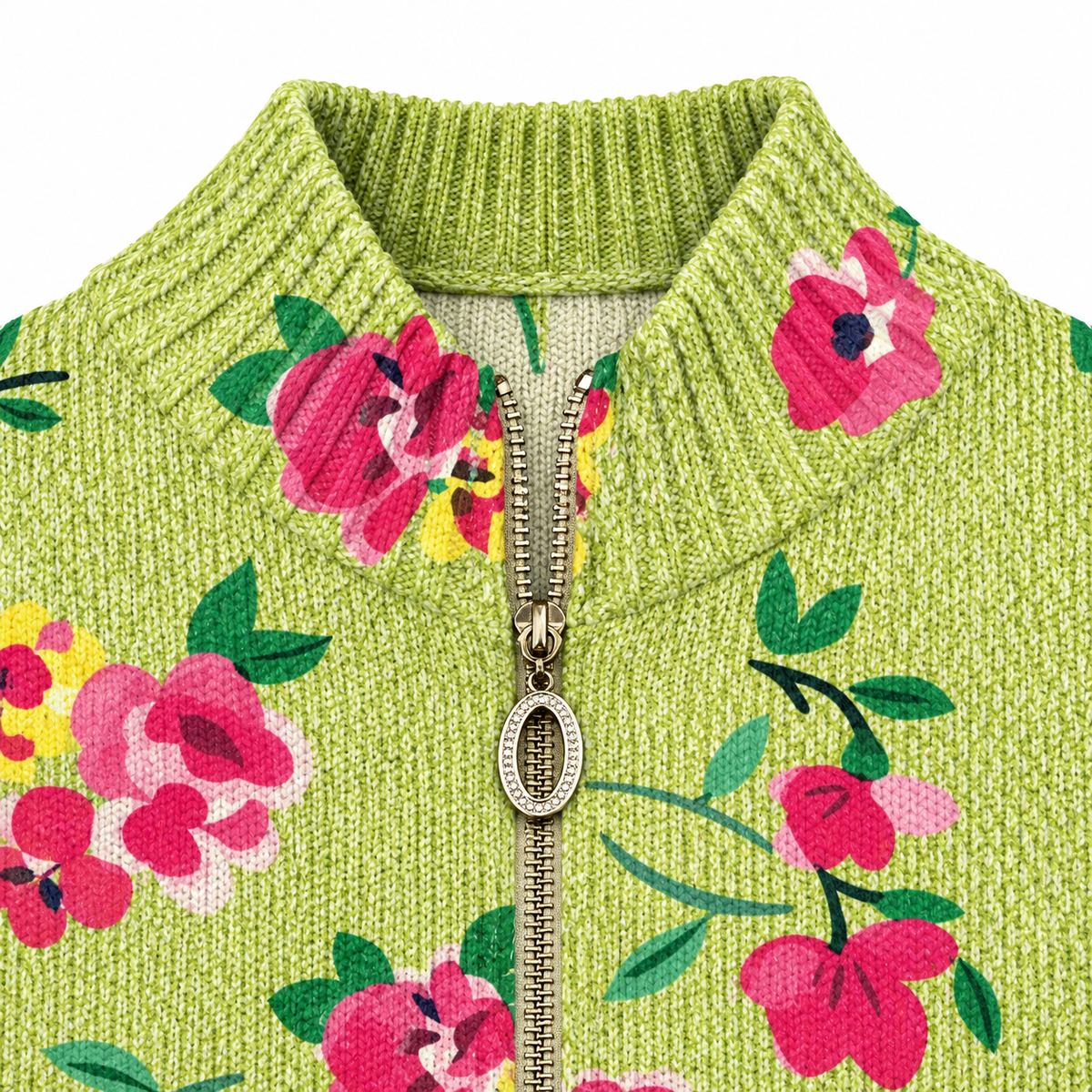 MAGOTTY PINK FLORAL LIME ZIP CARIGAN