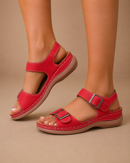 Retha | Women's Orthopedic Double Strap Wedge Sandals
