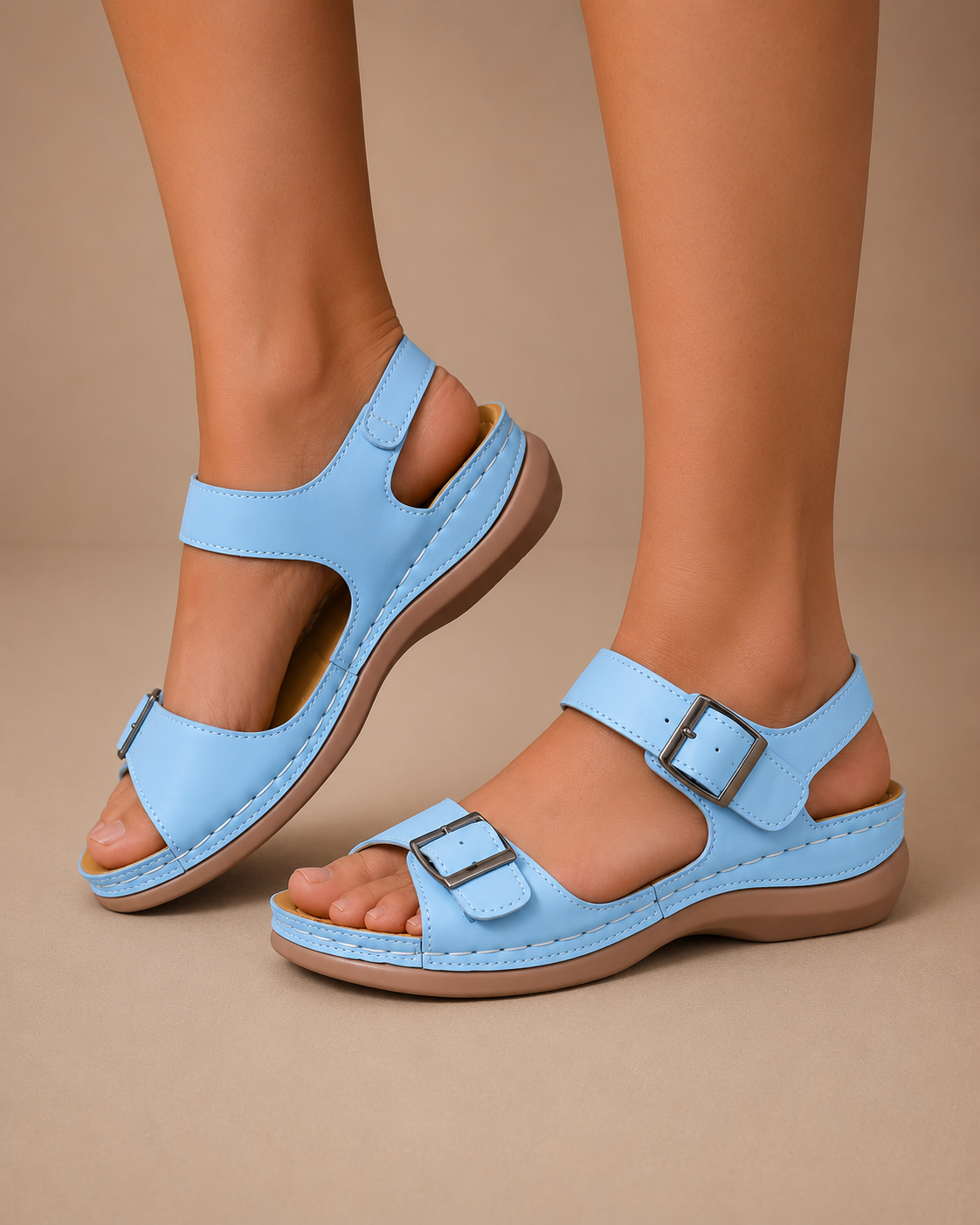 Retha | Women's Orthopedic Double Strap Wedge Sandals