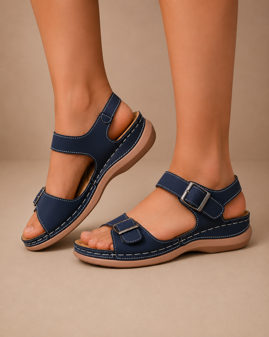Retha | Women's Orthopedic Double Strap Wedge Sandals