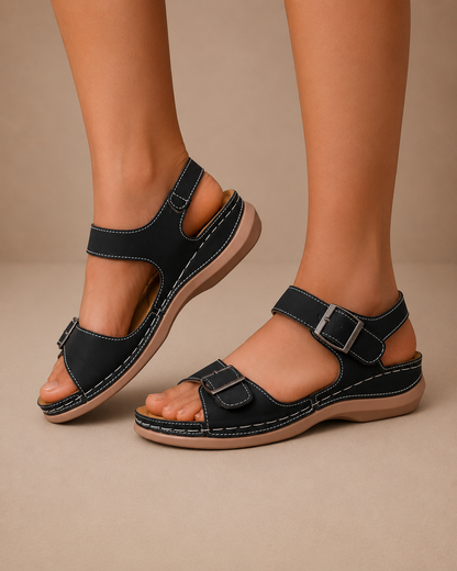 Retha | Women's Orthopedic Double Strap Wedge Sandals